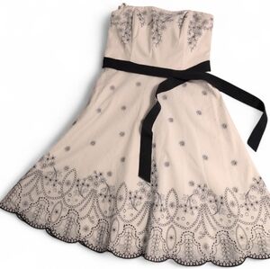 White House Black Market Ivory Dress with Black Accents